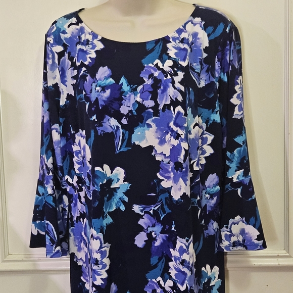 ROZ & Ali Navy Blue Multi-Color Floral Midi Dress, X-Large - Picture 6 of 16